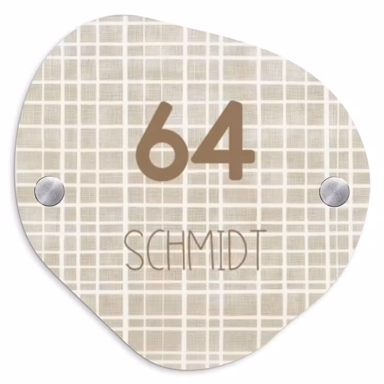 Beige raster - Modern Naambord Organisch middel -3d