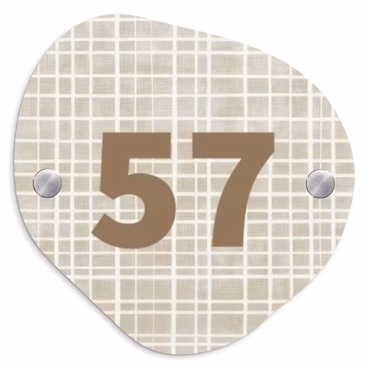 Beige raster - Traditioneel Naambord Organisch middel -3d