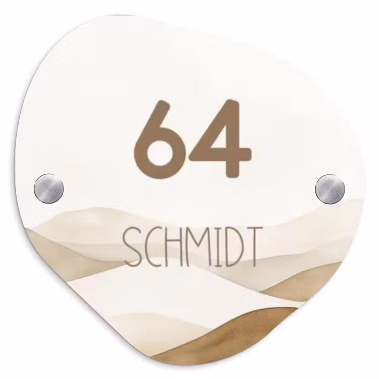 Beige landschap - Modern Naambord Organisch middel -3d