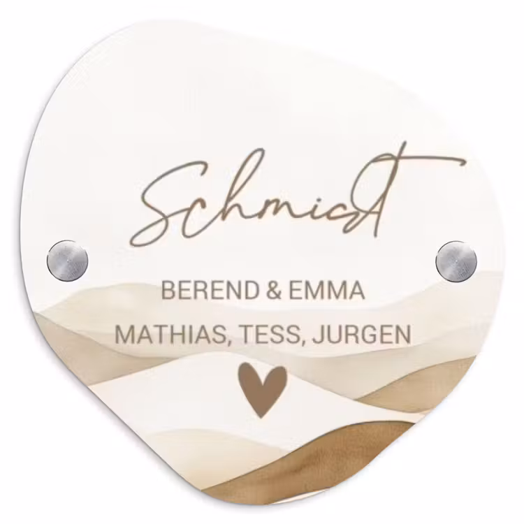 Beige landschap - Sierlijk Naambord Organisch middel -3d