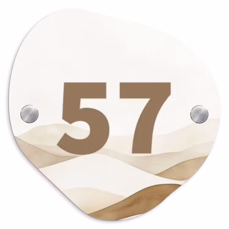 Beige landschap - Traditioneel Naambord Organisch middel -3d