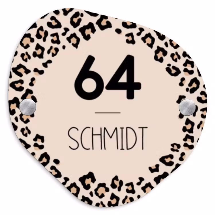 Beige luipaardprint - Modern Naambord Organisch middel -3d