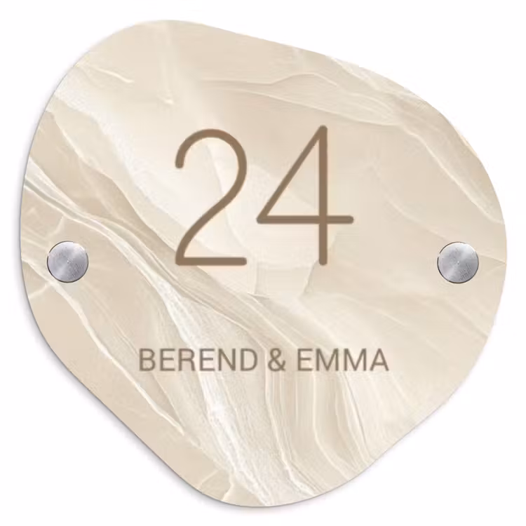 Beige - Marmer - Klassiek Naambord Organisch middel -3d