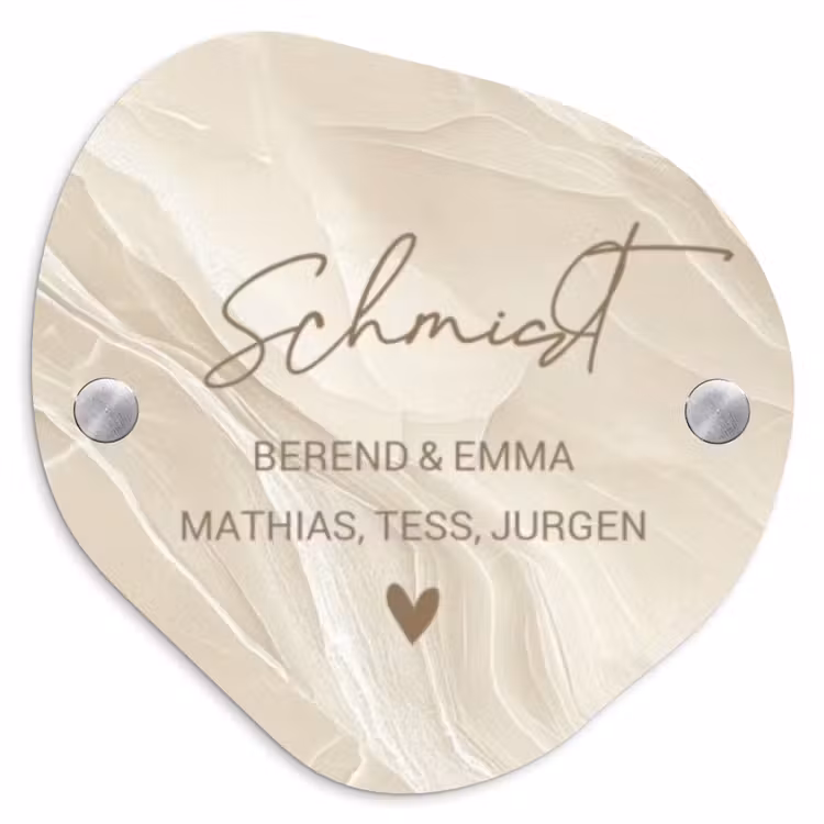 Beige - Marmer - Sierlijk Naambord Organisch middel -3d