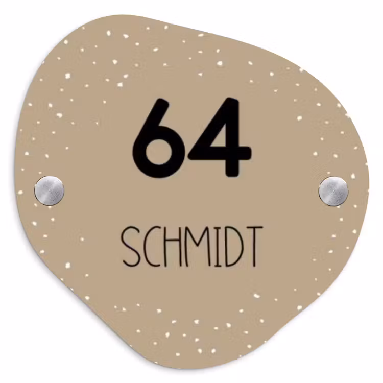 Beige met stippen - Modern Naambord Organisch middel -3d