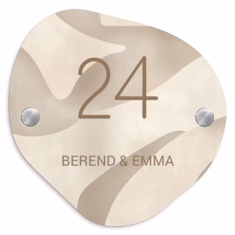 Beige organisch - Klassiek Naambord Organisch middel -3d