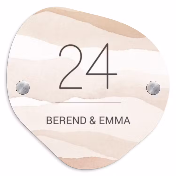 Beige lagen - Klassiek Naambord Organisch middel -3d