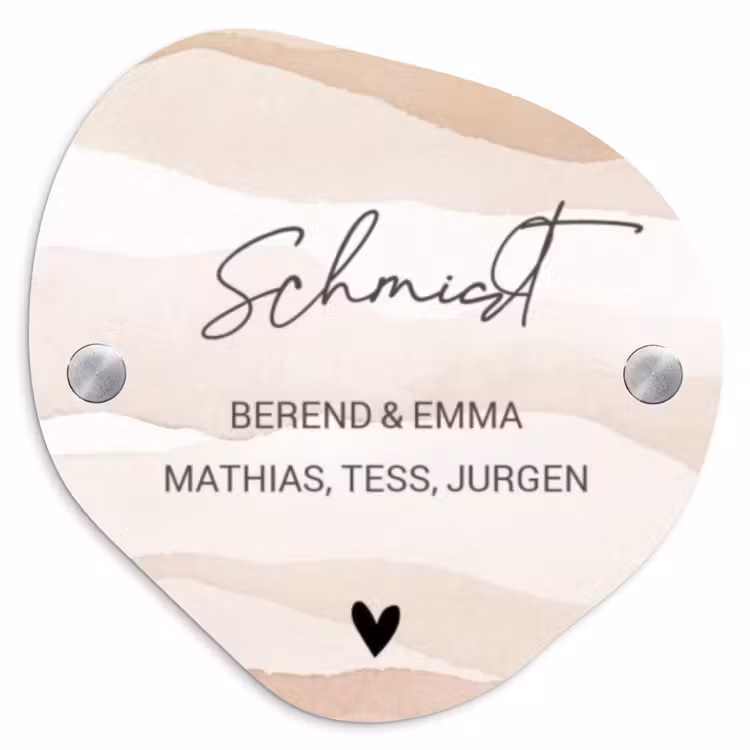 Beige lagen - Sierlijk Naambord Organisch middel -3d