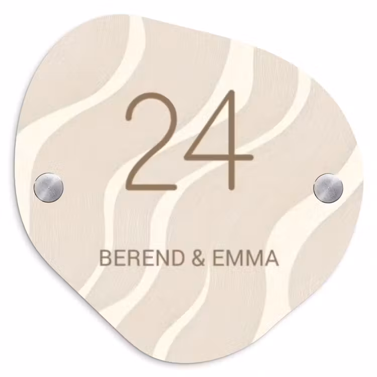 Beige golven - Klassiek Naambord Organisch middel -3d