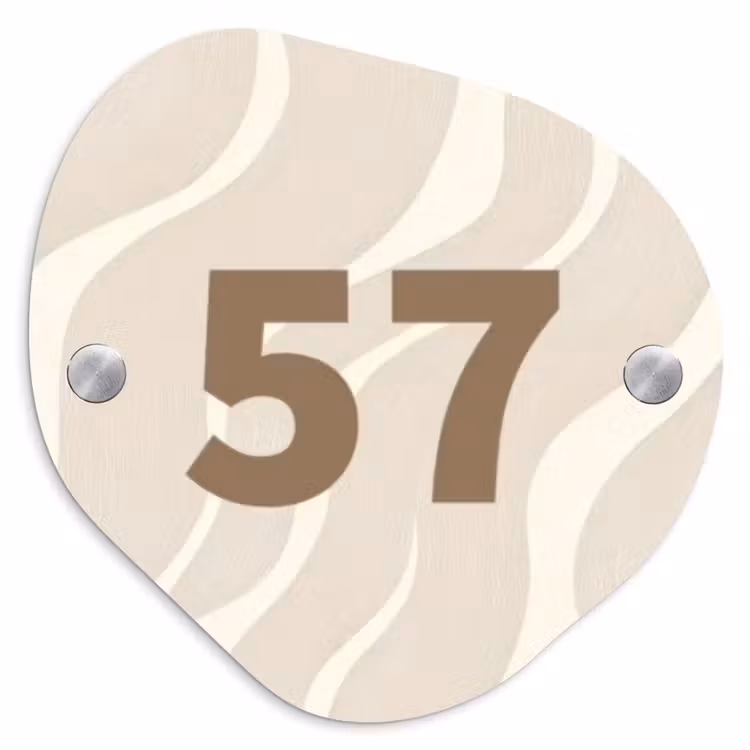 Beige golven - Traditioneel Naambord Organisch middel -3d