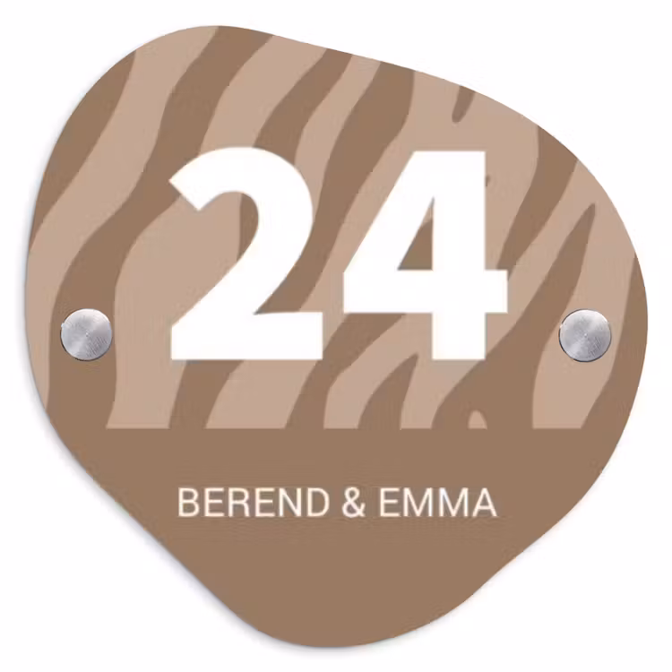 Beige zebra - Klassiek Naambord Organisch middel -3d