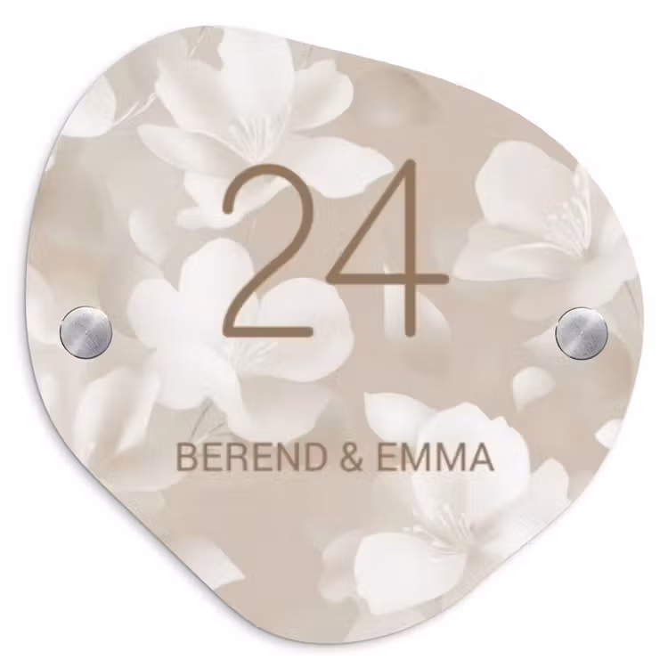 Beigefarbene Blumen Naambord Organisch middel -3d