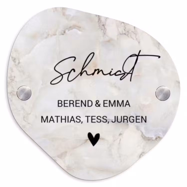 Beige marmer - Sierlijk Naambord Organisch middel -3d