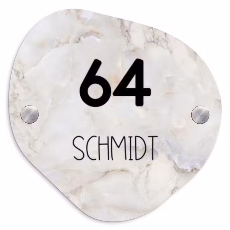 Beige marmer - Traditioneel Naambord Organisch middel -3d