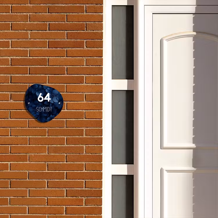 Blauwe bloemen - Modern Naambord Organisch middel -sfeer3