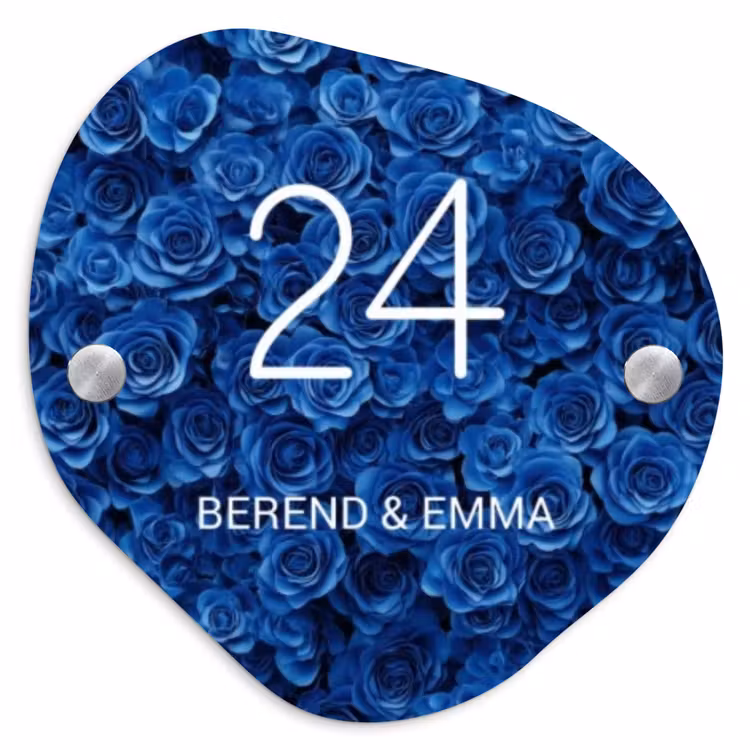 Blauwe rozen - Klassiek Naambord Organisch middel -3d