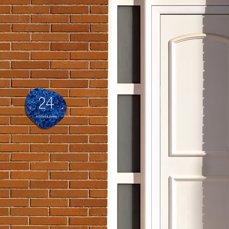Blauwe rozen - Klassiek Naambord Organisch middel -sfeer3