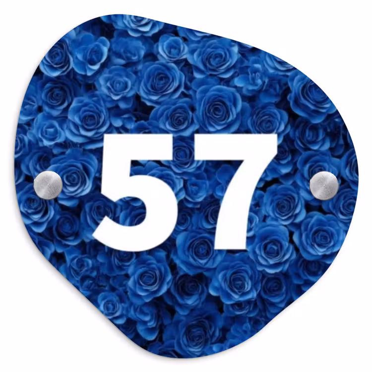 Blauwe rozen - Traditioneel Naambord Organisch middel -3d