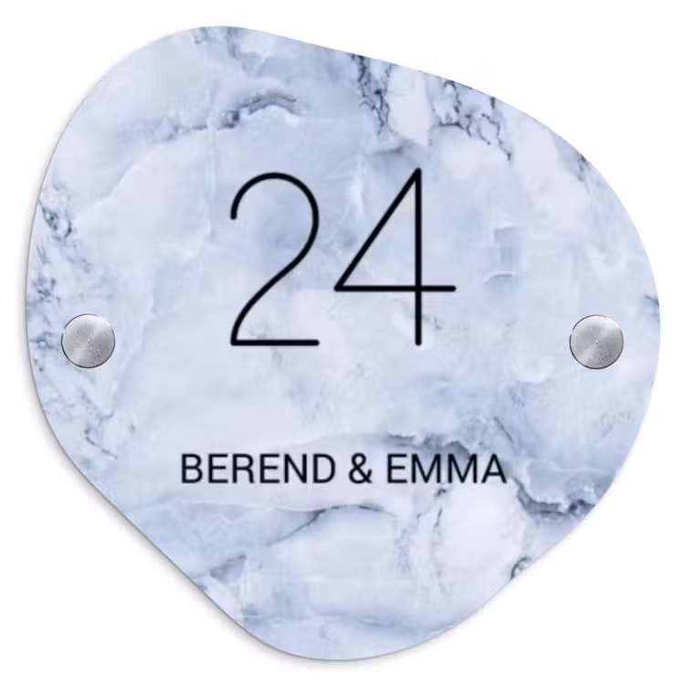 Blauw marmer - Klassiek Naambord Organisch middel -3d