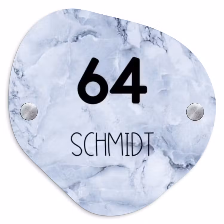 Blauw marmer - Modern Naambord Organisch middel -3d