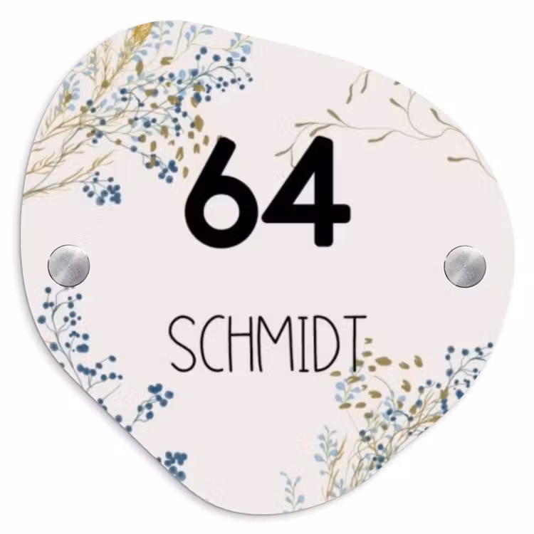 Bloemen - Beige - Modern Naambord Organisch middel -3d