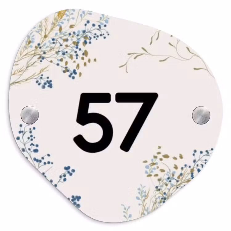 Bloemen - Beige - Traditioneel Naambord Organisch middel -3d