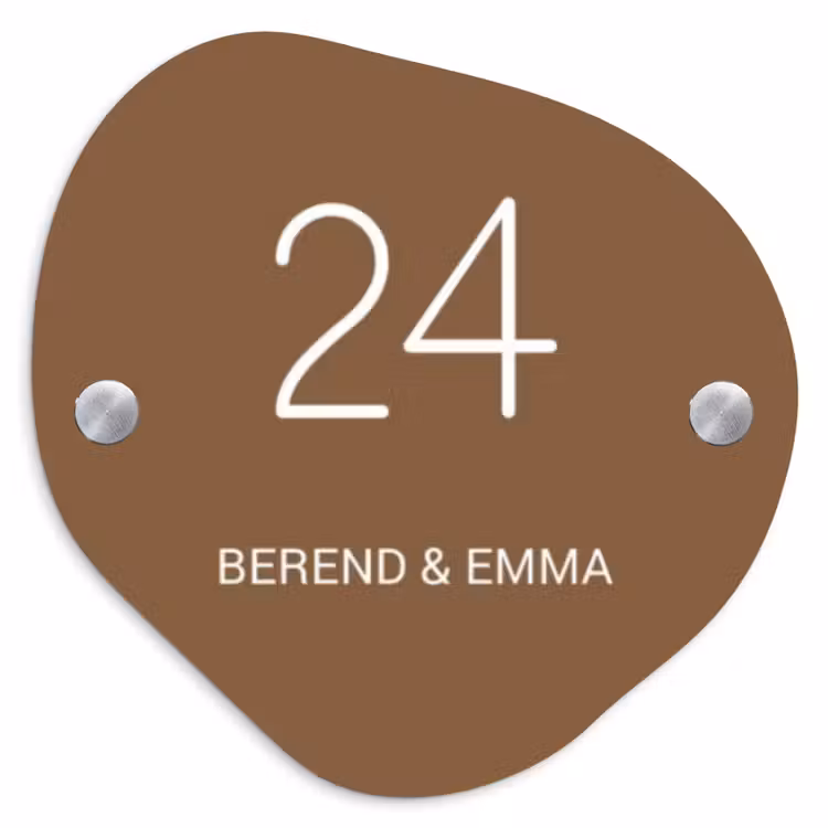 Bruin - Klassiek Naambord Organisch middel -3d