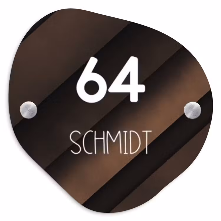 Bruine diagonale banen - Modern Naambord Organisch middel -3d