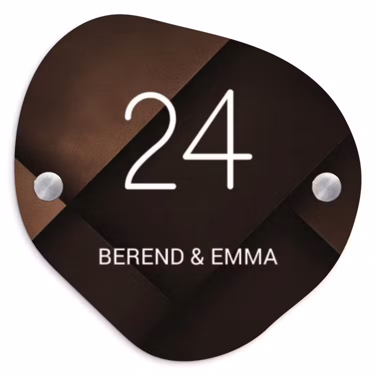 Bruine vlakken - Klassiek Naambord Organisch middel -3d