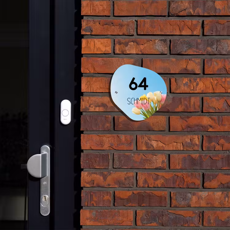 Gekleurde tulpen lucht - Modern Naambord Organisch middel -sfeer1