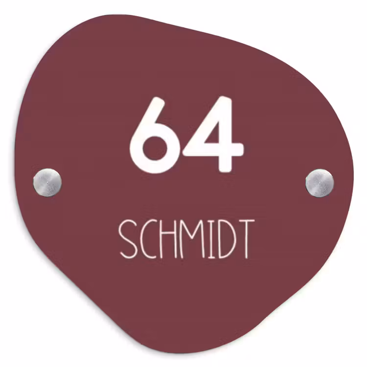 Bordeauxrood - Modern Naambord Organisch middel -3d