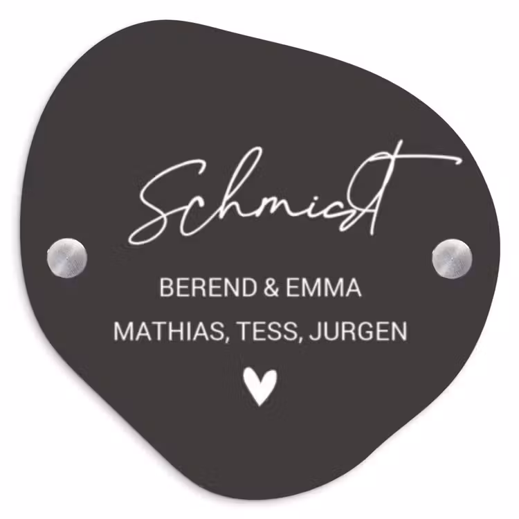 Donkergrijs - Sierlijk Naambord Organisch middel -3d