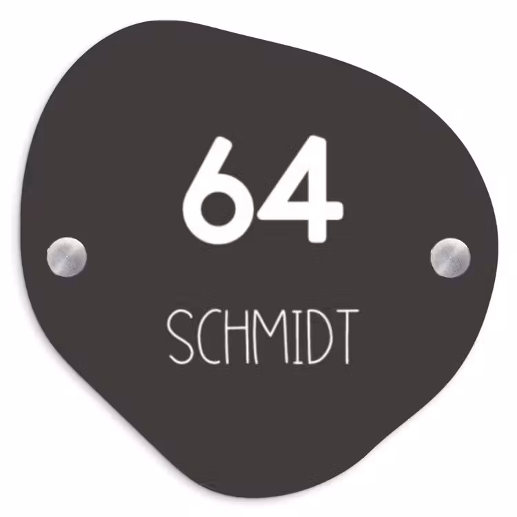 Donkergrijs - Modern Naambord Organisch middel -3d