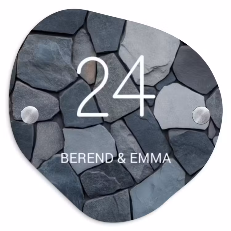 Donkergrijze stenen - Klassiek Naambord Organisch middel -3d