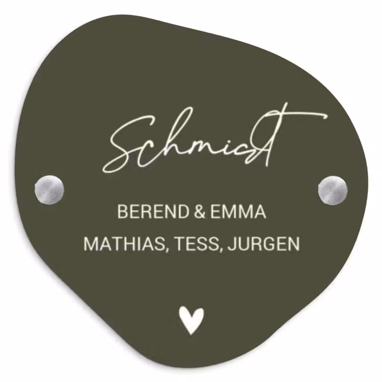Donkergroen - Sierlijk Naambord Organisch middel -3d