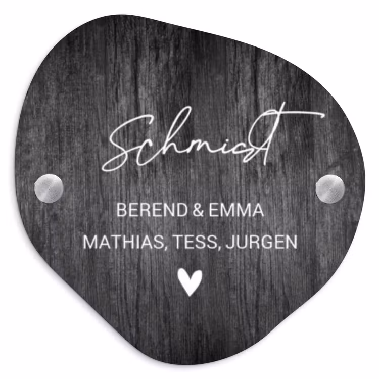 Donker hout - Sierlijk Naambord Organisch middel -3d