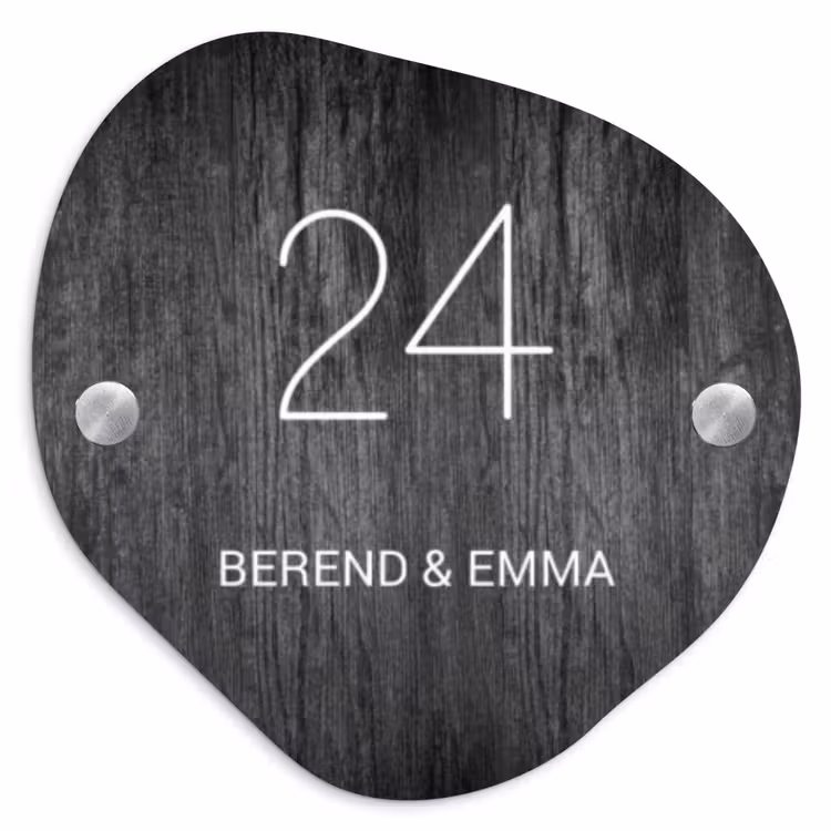 Donker hout - Klassiek Naambord Organisch middel -3d