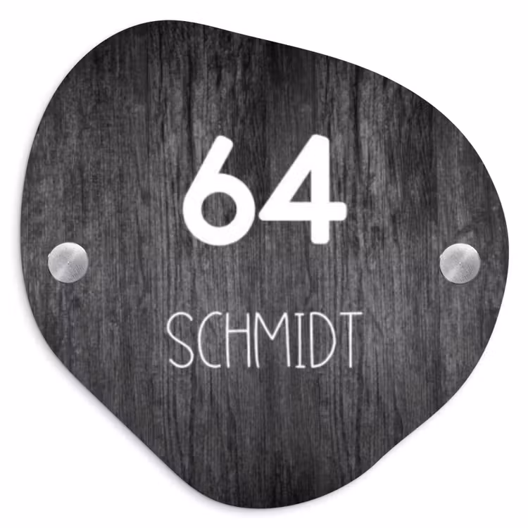 Donker hout - Modern Naambord Organisch middel -3d