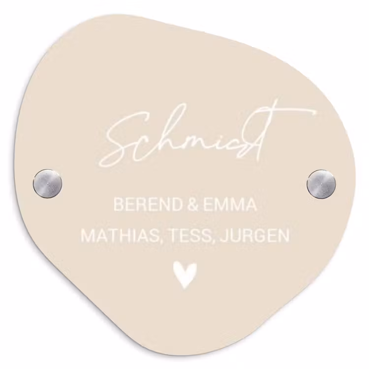 Effen - Beige - Sierlijk Naambord Organisch middel -3d