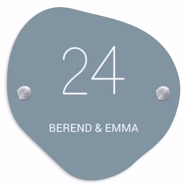 Effen blauwgrijs - Klassiek Naambord Organisch middel -3d
