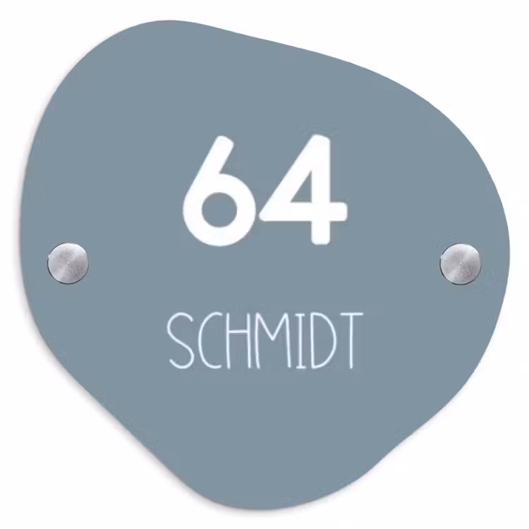 Effen blauwgrijs - Modern Naambord Organisch middel -3d