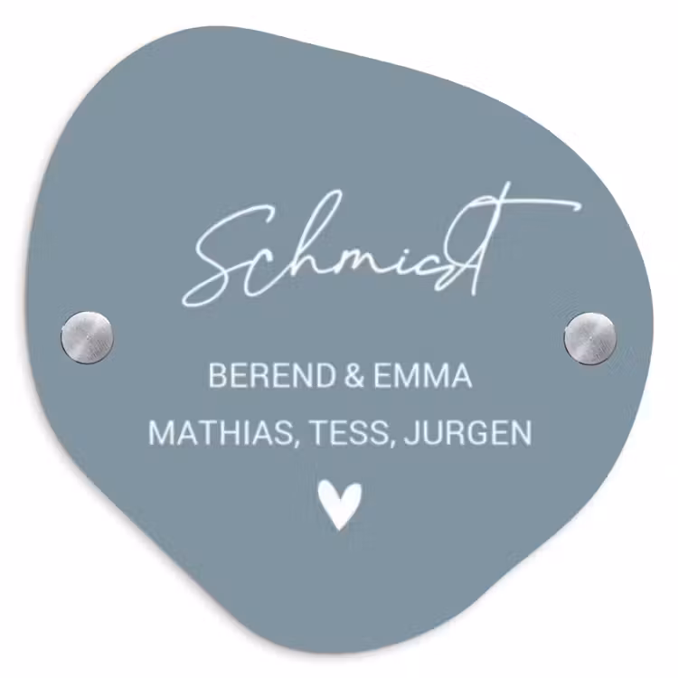 Effen blauwgrijs - Sierlijk Naambord Organisch middel -3d