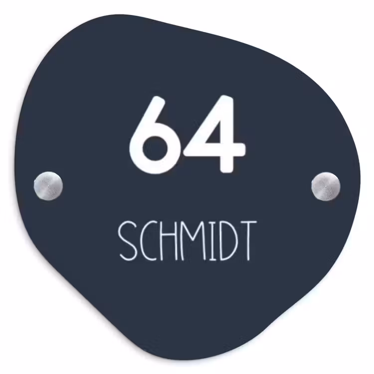 Effen blauw - Modern Naambord Organisch middel -3d