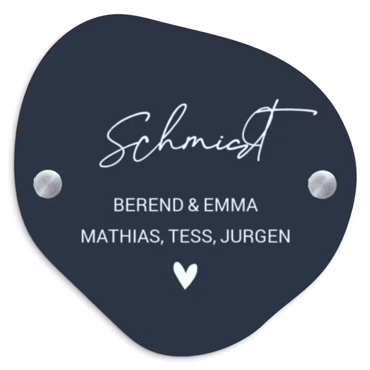 Effen blauw - Sierlijk Naambord Organisch middel -3d