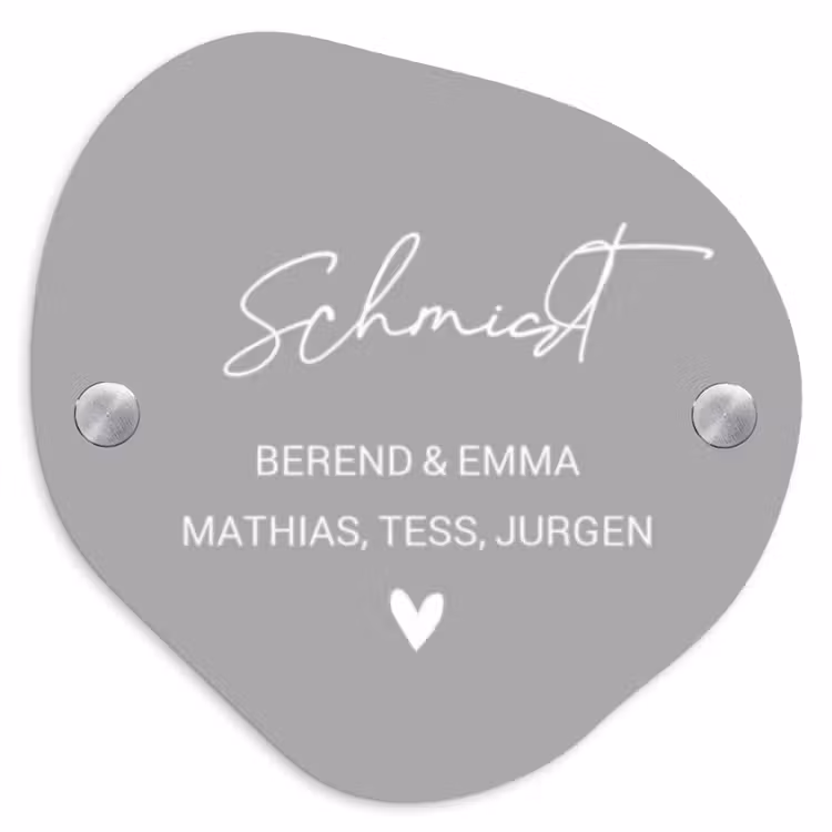 Effen lichtgrijs - Sierlijk Naambord Organisch middel -3d