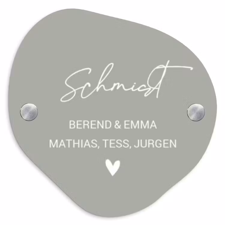 Effen lichtgrijs - Sierlijk Naambord Organisch middel -3d