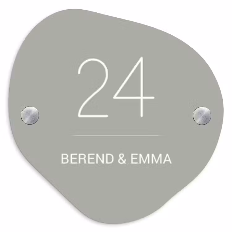 Effen lichtgrijs - Klassiek Naambord Organisch middel -3d