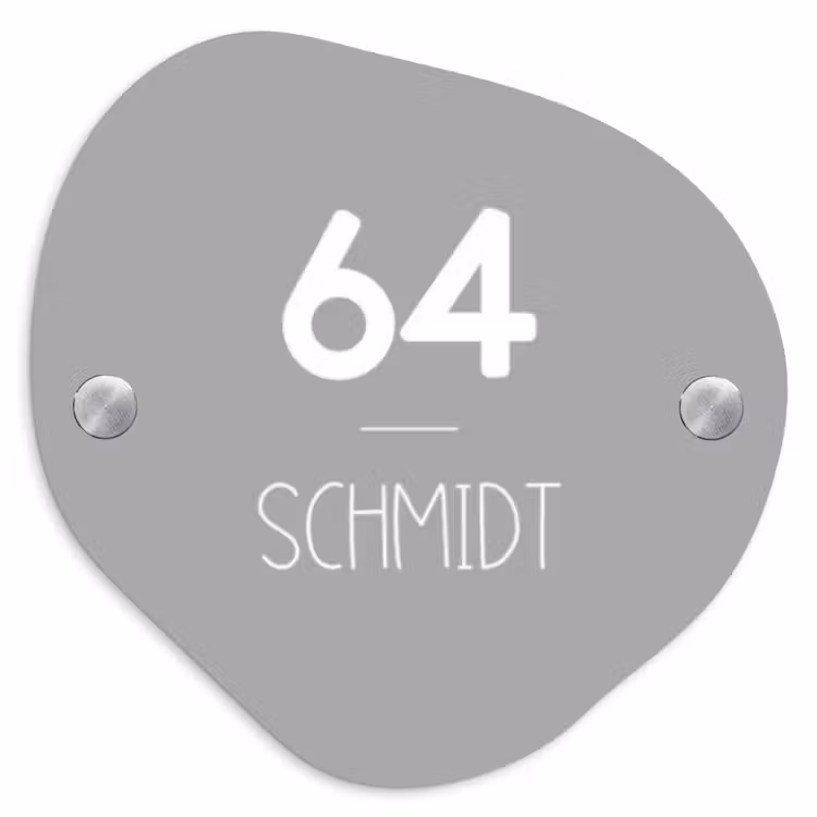 Effen lichtgrijs - Modern Naambord Organisch middel -3d