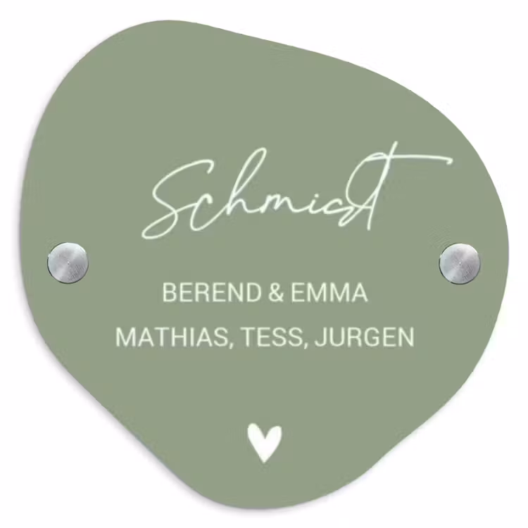Effen olijfgroen - Sierlijk Naambord Organisch middel -3d