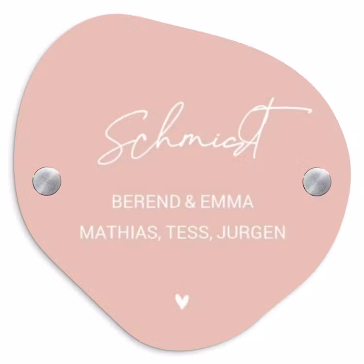 Effen roze - Sierlijk Naambord Organisch middel -3d